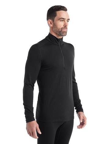 Icebreaker Merino 200 Oasis Long Sleeve Half Zip Thermal Top Férfi Base Layers Fekete | HU 1361UZGT